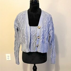 Kendall & Kylie 2 piece Cable Knit Cropped Cardigan